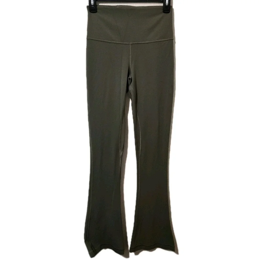 Lululemon Align High Rise Mini Flared Pants Grey Sage Green Size 6 - Picture 1 of 6